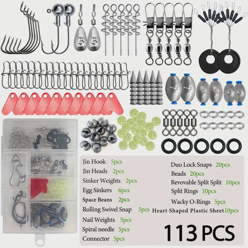 113pcs Fishing Tackle Kit مجموعة أدوات صيد 113 قطعة