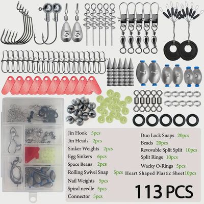 113pcs Fishing Tackle Kit مجموعة أدوات صيد 113 قطعة