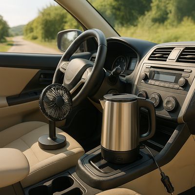 Portable heater connected to car’s 12V outlet