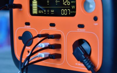 Portable power inverter with multiple cables and outlets