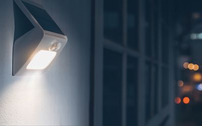  Smart lighting and motion sensor placed in modern home environment