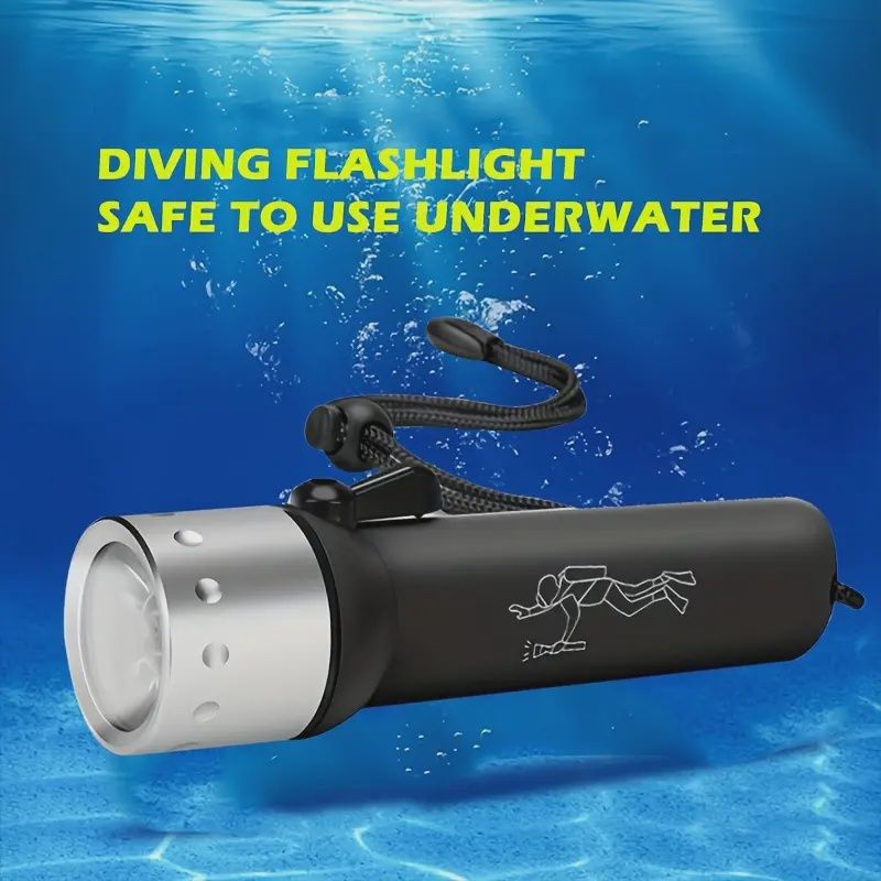 Waterproof Diving Flashlight كشاف للغوص, Colour: Black