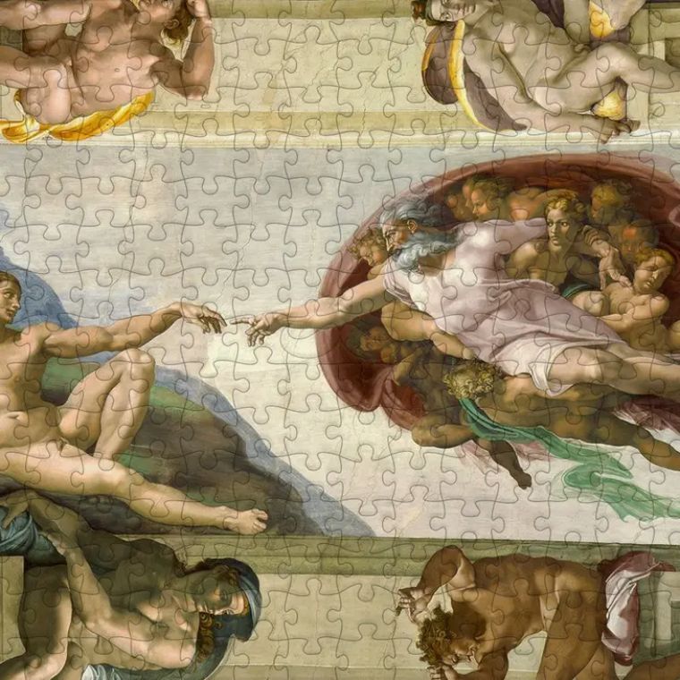 Creation of Adam by Michelangelo Wooden Jigsaw Puzzle