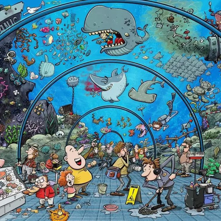 Chaos at the Aquarium Jigsaw Puzzle, Size: 500 pieces
