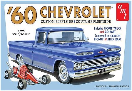 1960 Chevy Custom Fleetside Pickup with Go Kart Plastic Model Kit