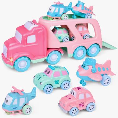 Cartoon Vehicles Car Carrier Truck with Lights and Sound