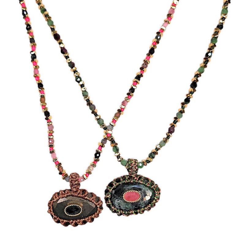 Collier fil perlé goutte d'eau tressée