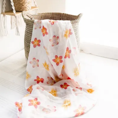 Plumeria Print Hawaiian Themed Organic Swaddle