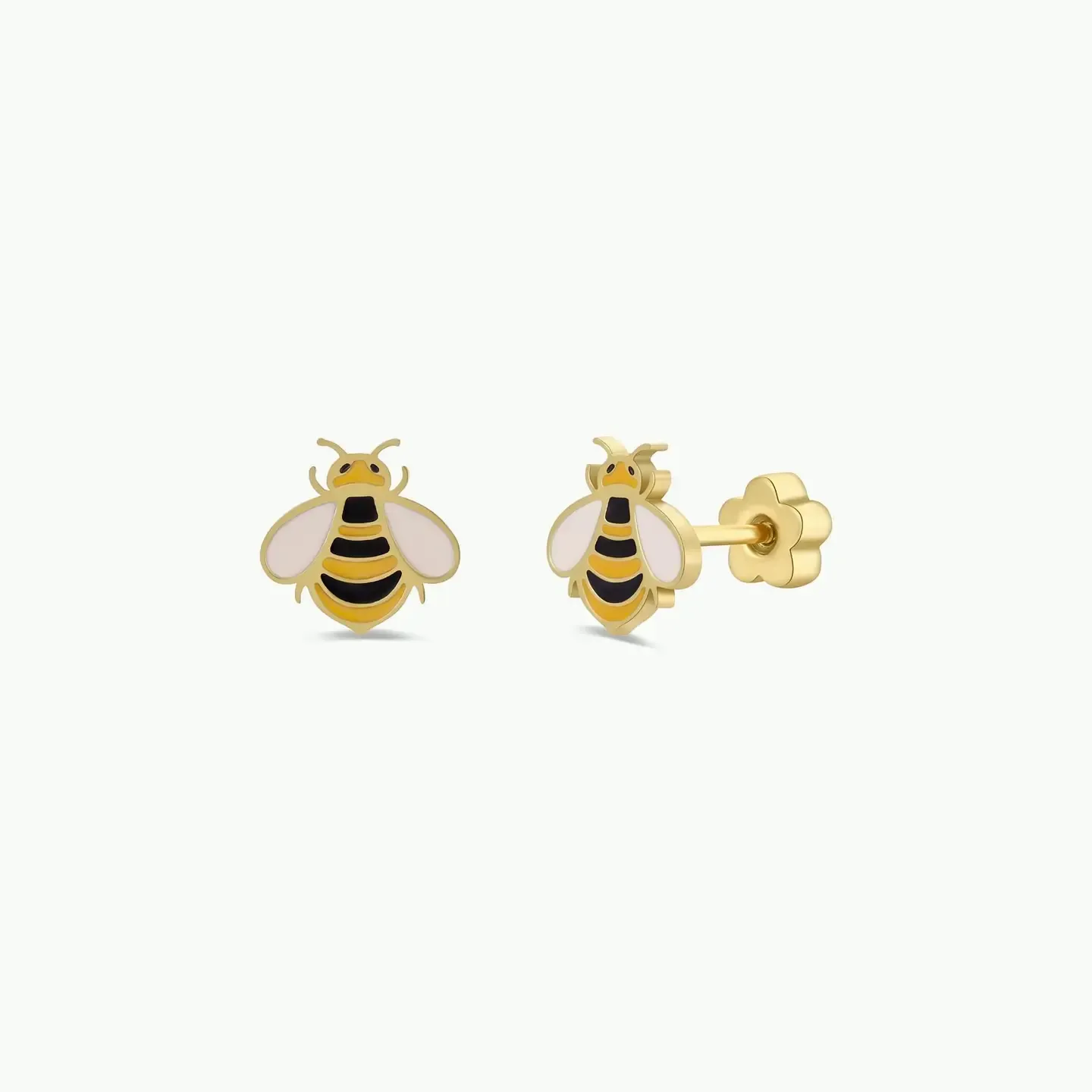 Bumble Bee Enamel Flat Back Earrings
