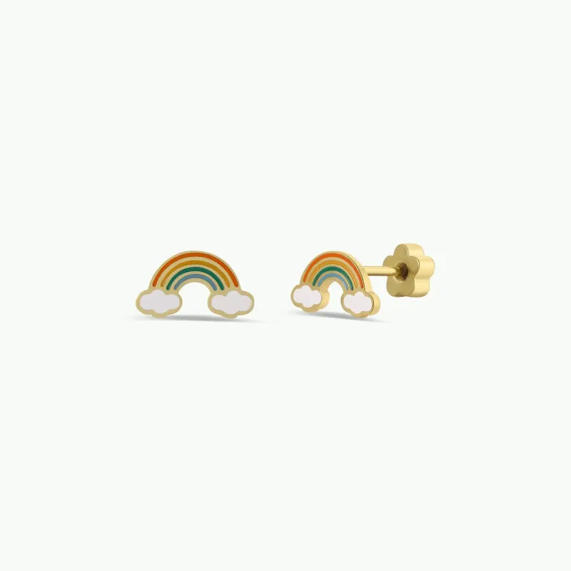 Rainbow Enamel Flat Back  Earrings