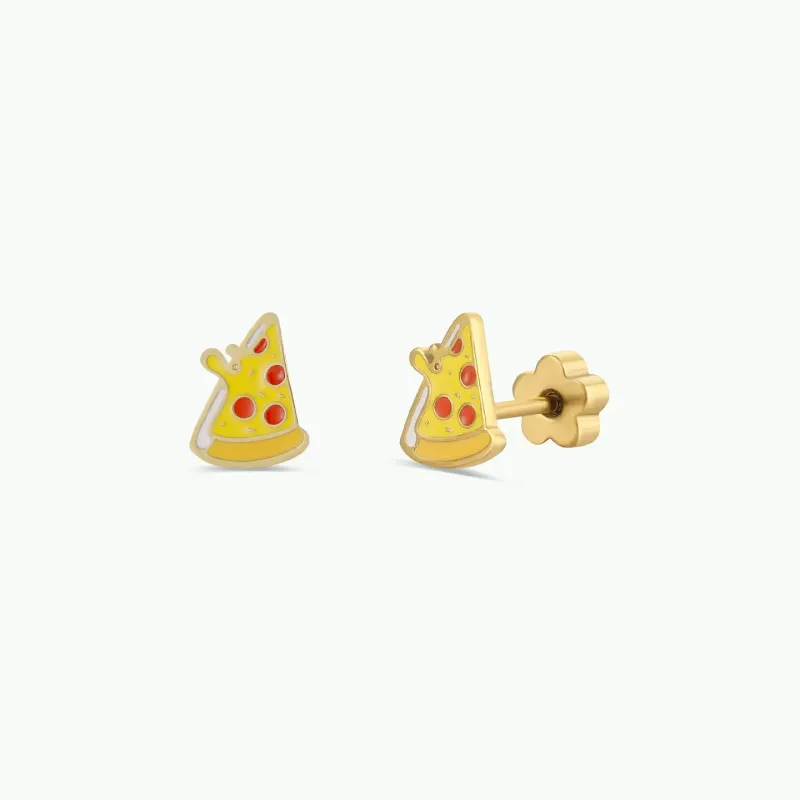 Pizza Enamel Flat Back  Earrings