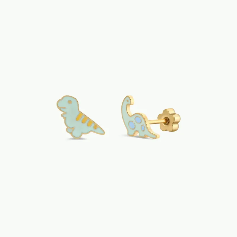 Dinosaur Enamel Flat Back Earrings