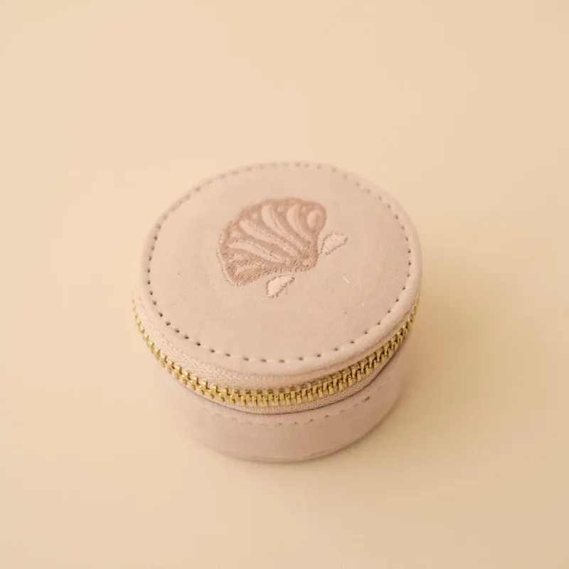 Mini Travel Jewellery Case in Shell Cream