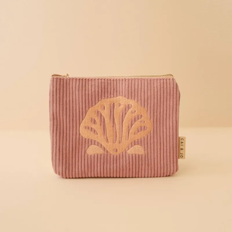 CorduroySeashell  Pouch Island Pink