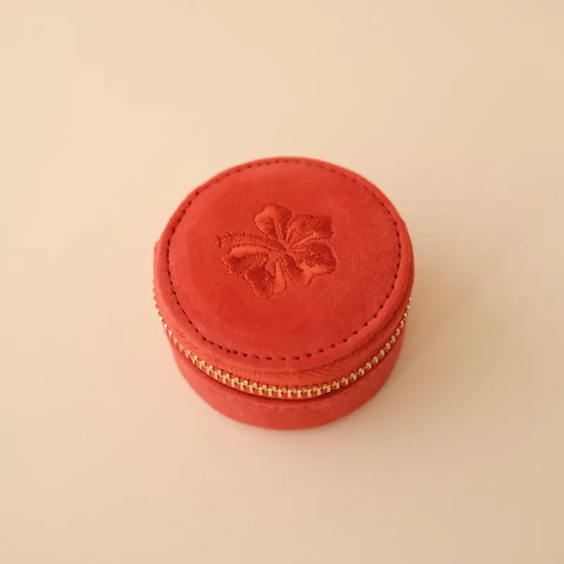Mini Travel Jewellery Case in Hibiscus Pink
