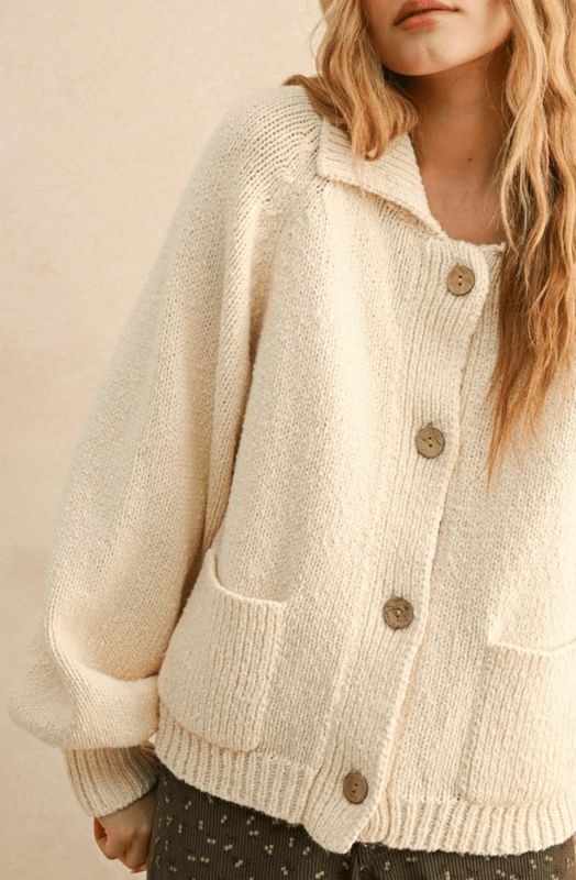 Cactus Button Front Sweater Cardigan