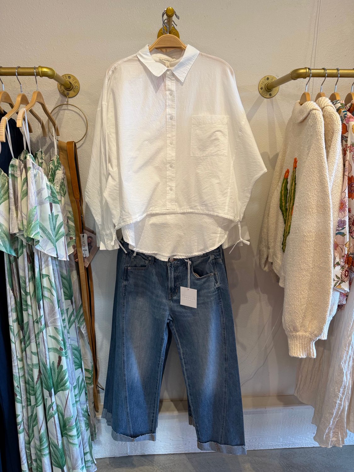 Button Front Drawstring Blouse