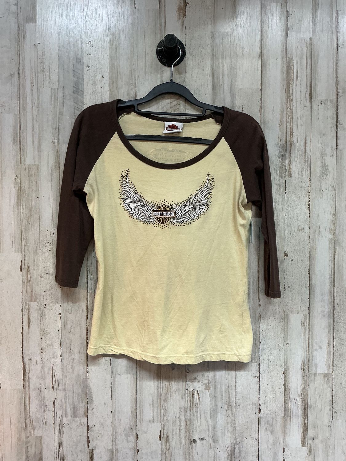 10001 HD Brown &amp; Tan Bling B&amp;S Wings 3/4 Sleeve Small