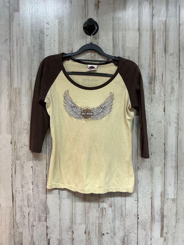 10001 HD Brown &amp; Tan Bling B&amp;S Wings 3/4 Sleeve Small