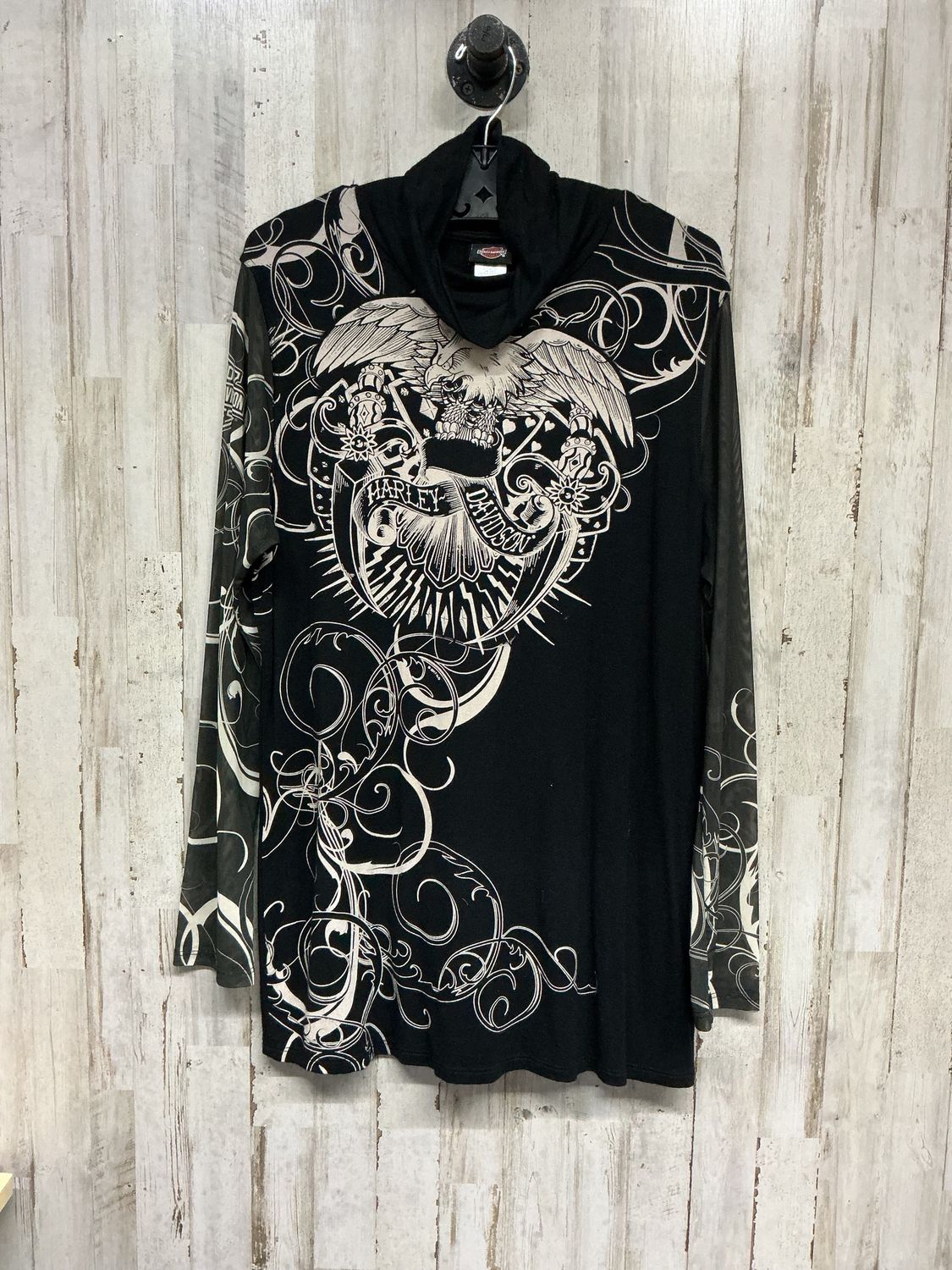 HD Women's Black W/ Eagle Long Sleeve Mesh Arm X-Large