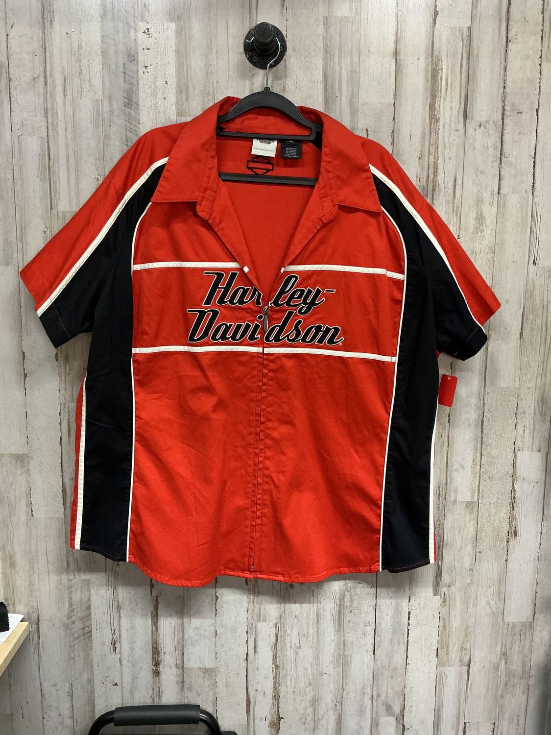 10135 HD Women's Orange W/ White &amp; Black HD Full Zip Mechanic Top  3W