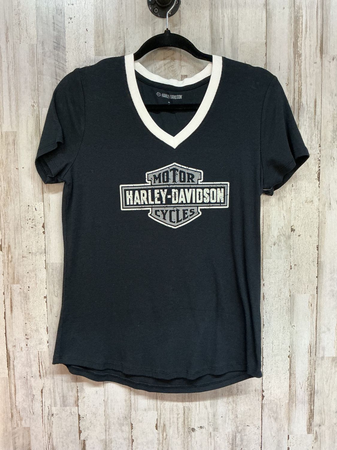 10021 HD Women's Black W/ White B&amp;S V-Neck Medium