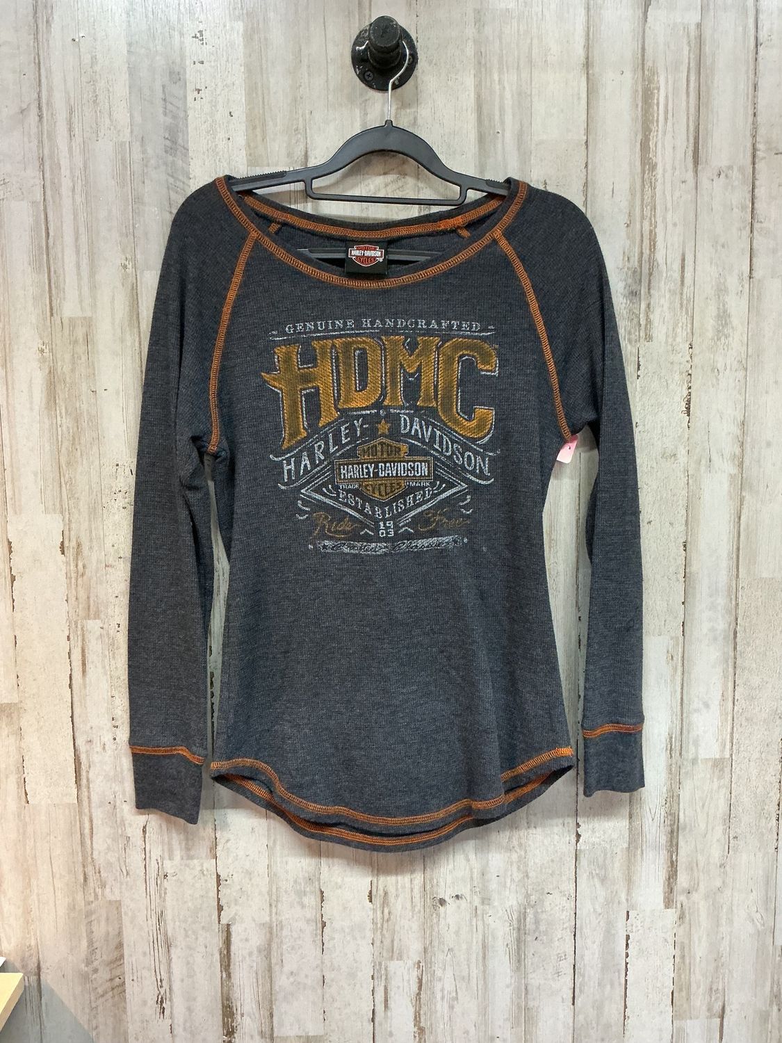 10125 HD Women's Grey Thermal Orange Stitching Long Sleeve Medium