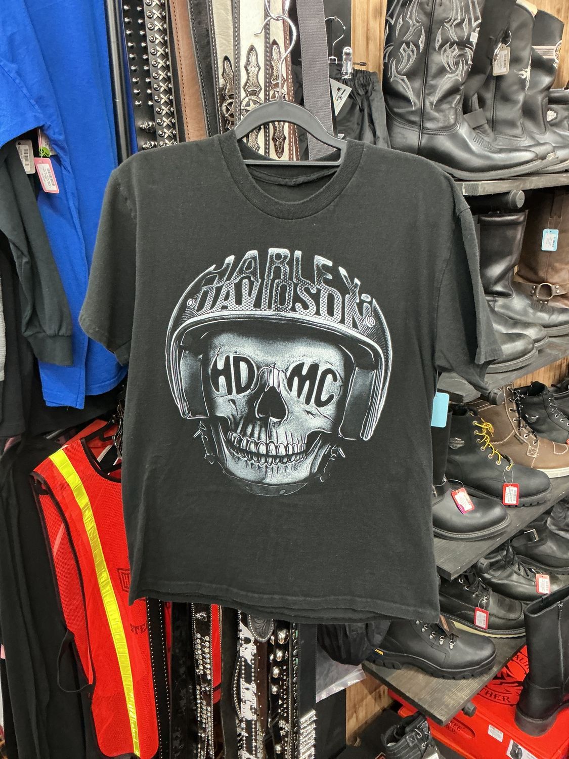 10001 HD Men's Skull Helmet Tobacco Road Black Tee Medium