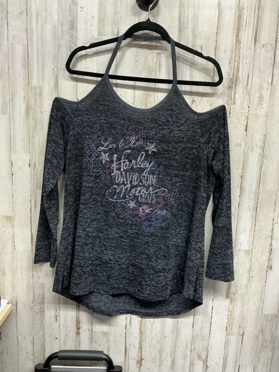 10129 HD Women's Grey Halter Neck Long Sleeve Top X-Large