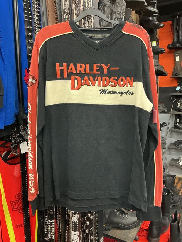 10119 HD Men's Orange &amp; Black Long Sleeve Sweater Small