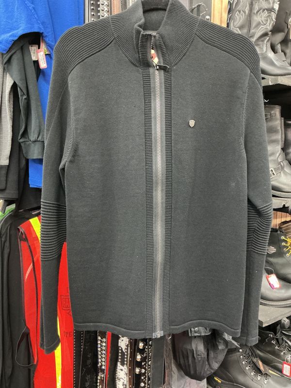 10147 HD Men's Black Wool Blend Full Zip Sweater Black Medium