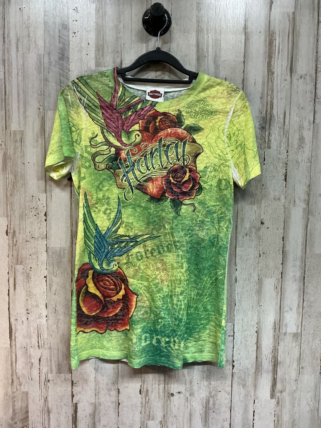 10152 HD Women's Tattoo Style Short Sleeve Graphic Tee Large