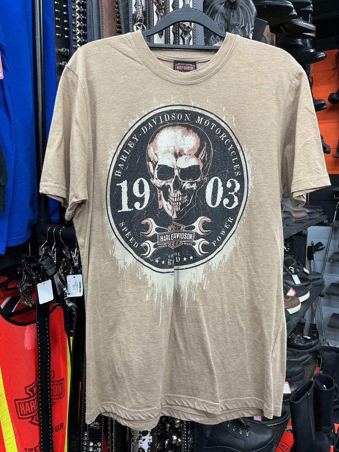 10073 HD Men's Brown Skull LA Tee Medium
