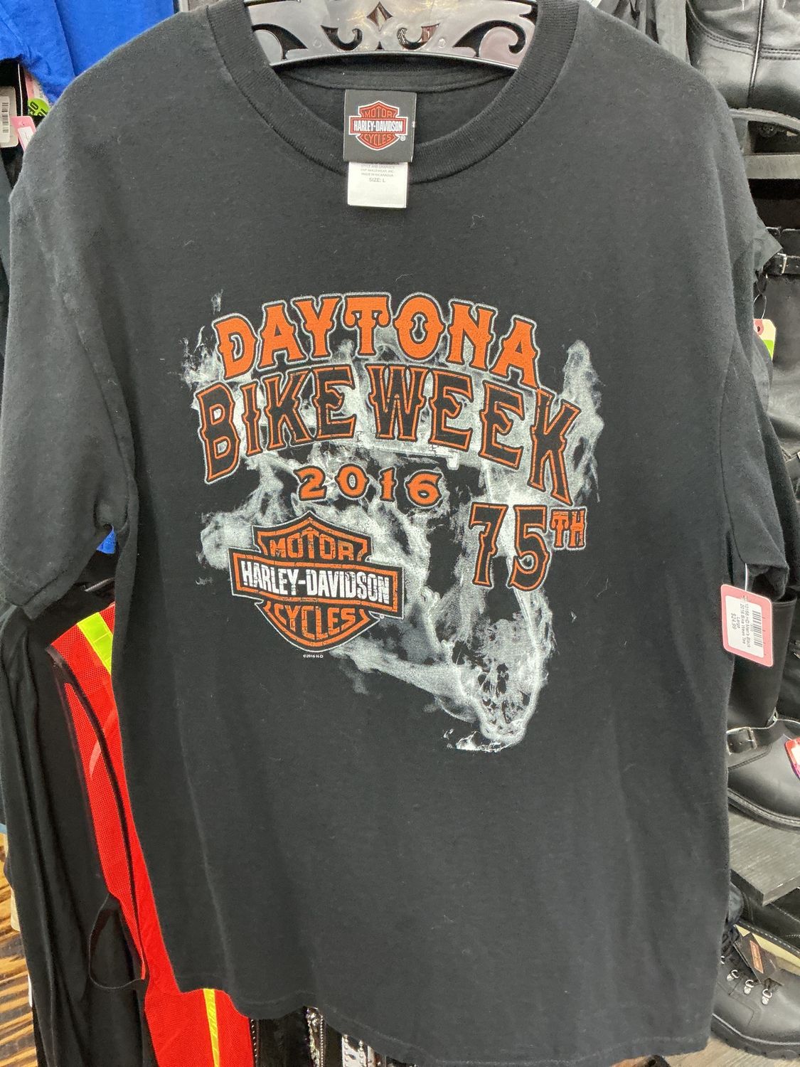 10166 HD Men's Black 2016 Bike Week Tee Large