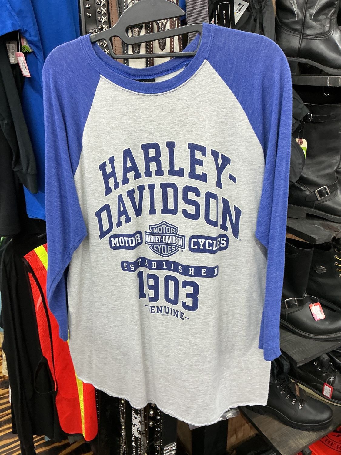 10166 HD Men’s  Blue Jersey Tee 3/4 Sleeve Large