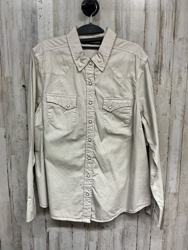 10171 HD Women's Tan Bar &amp; Shield Back Logo LS Button Up  1W