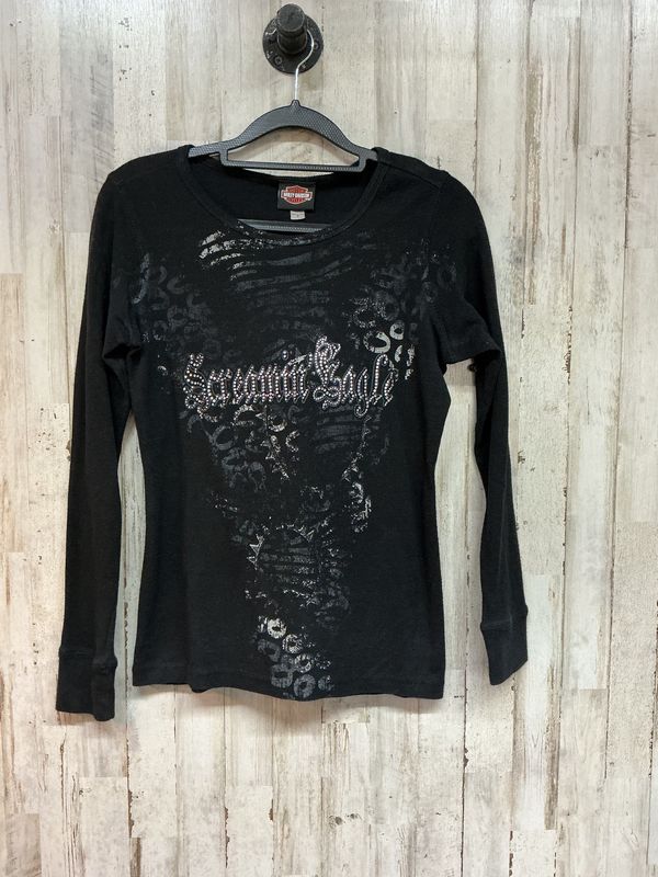 10177 HD Women's Black Bling Screaming Eagle Long Sleeve Small