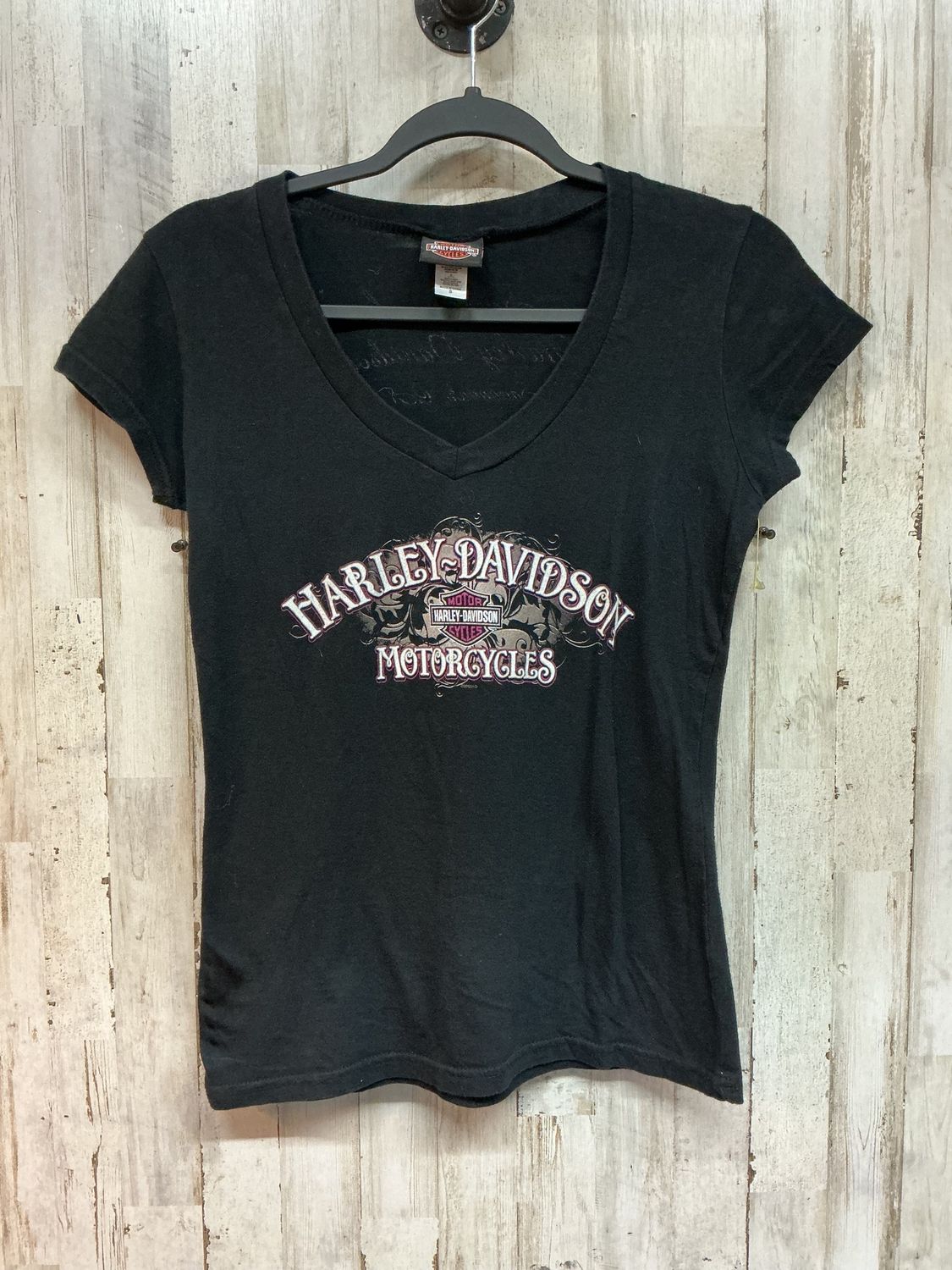 10177 HD Women's Black W/ White Pink B&amp;S GA Tee Small
