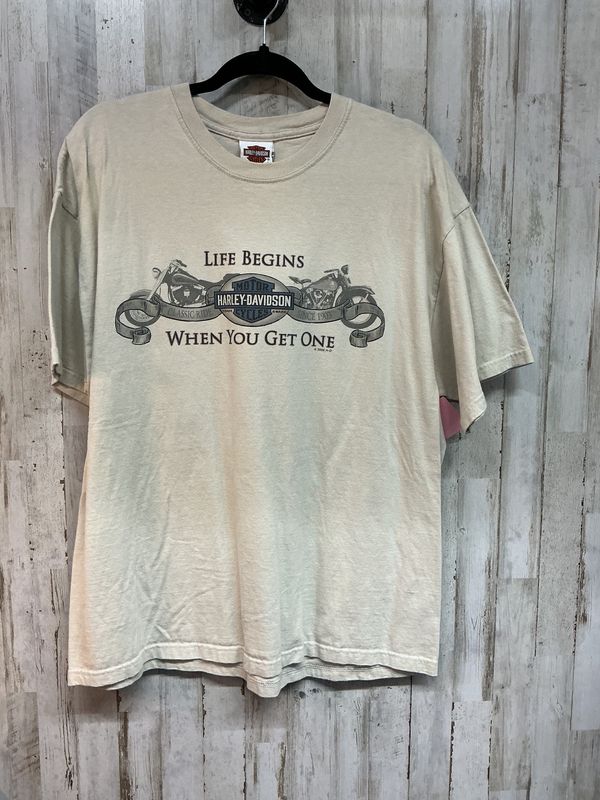 10166 HD Men's Tan Life Begins Curly's HD Tee X-Large