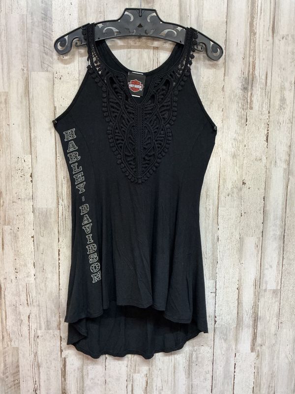 10180 HD Women's Black Beaded HD Lace Tank Top Small