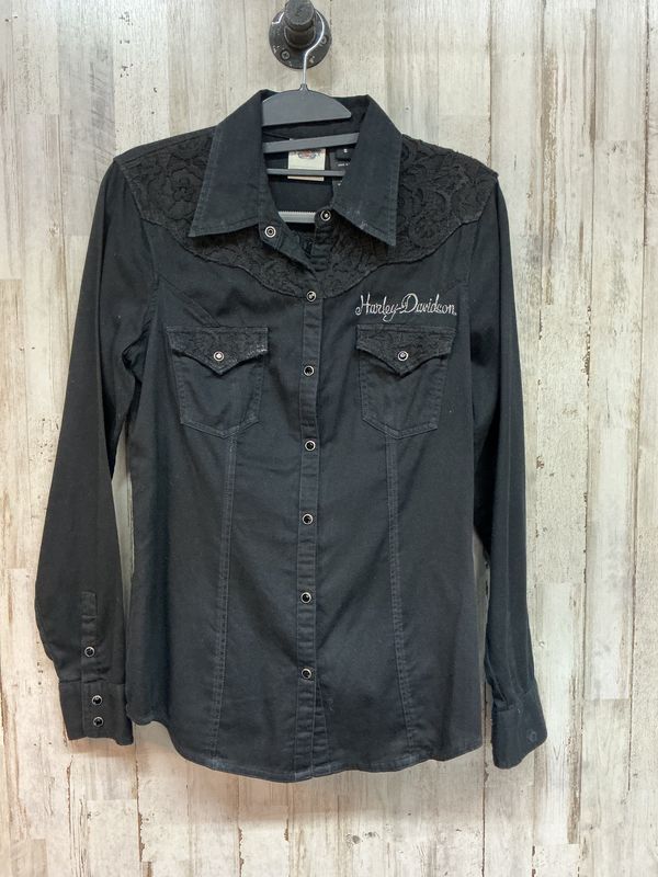 10180 HD Women's Black Lace Pearl Snap Small