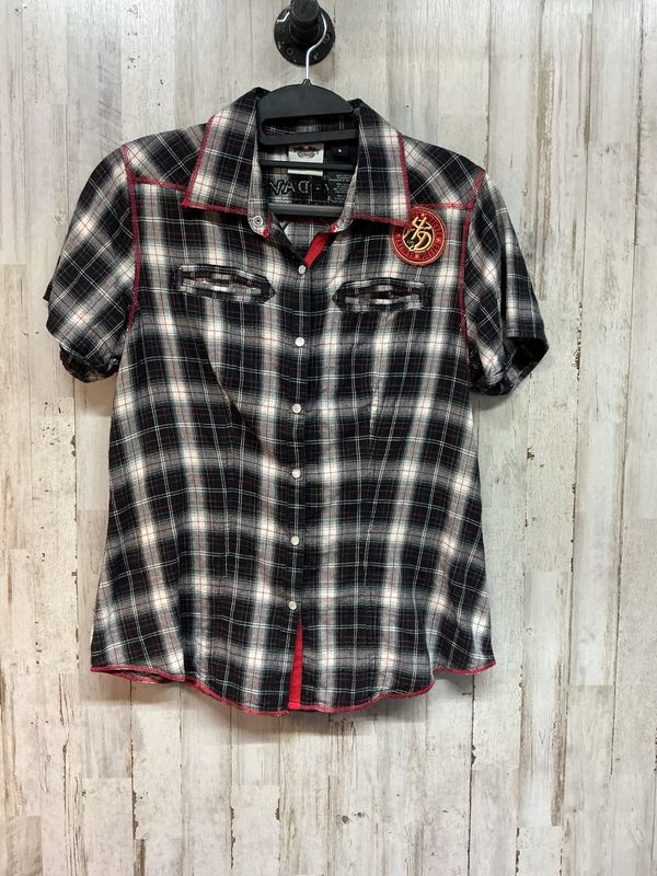 10180 HD Women's Black &amp; Red Pearl Snap Small