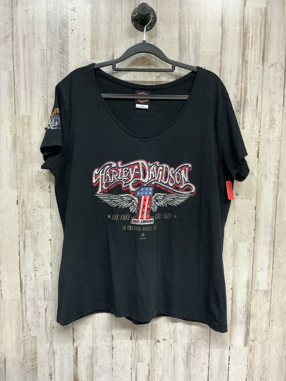 10059 HD Women's Black American Flag 1 Tee 2X-Large