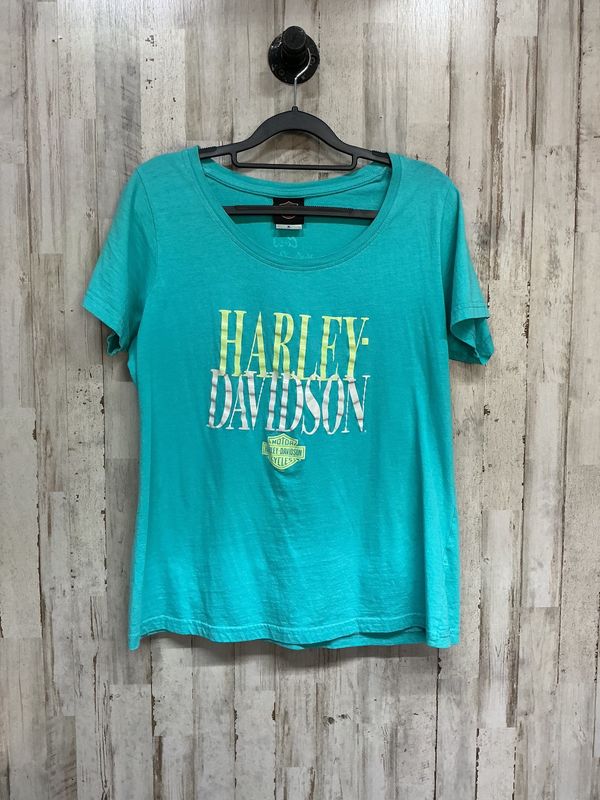 10184 HD Women's Teal W/ Lime &amp; White B&amp;S Short Sleeve Size XL