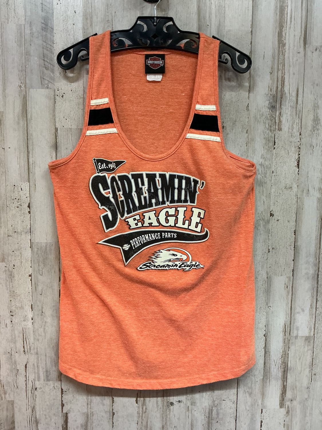 10184 HD Women's Orange Screaming Eagle Tank Top Size Medium