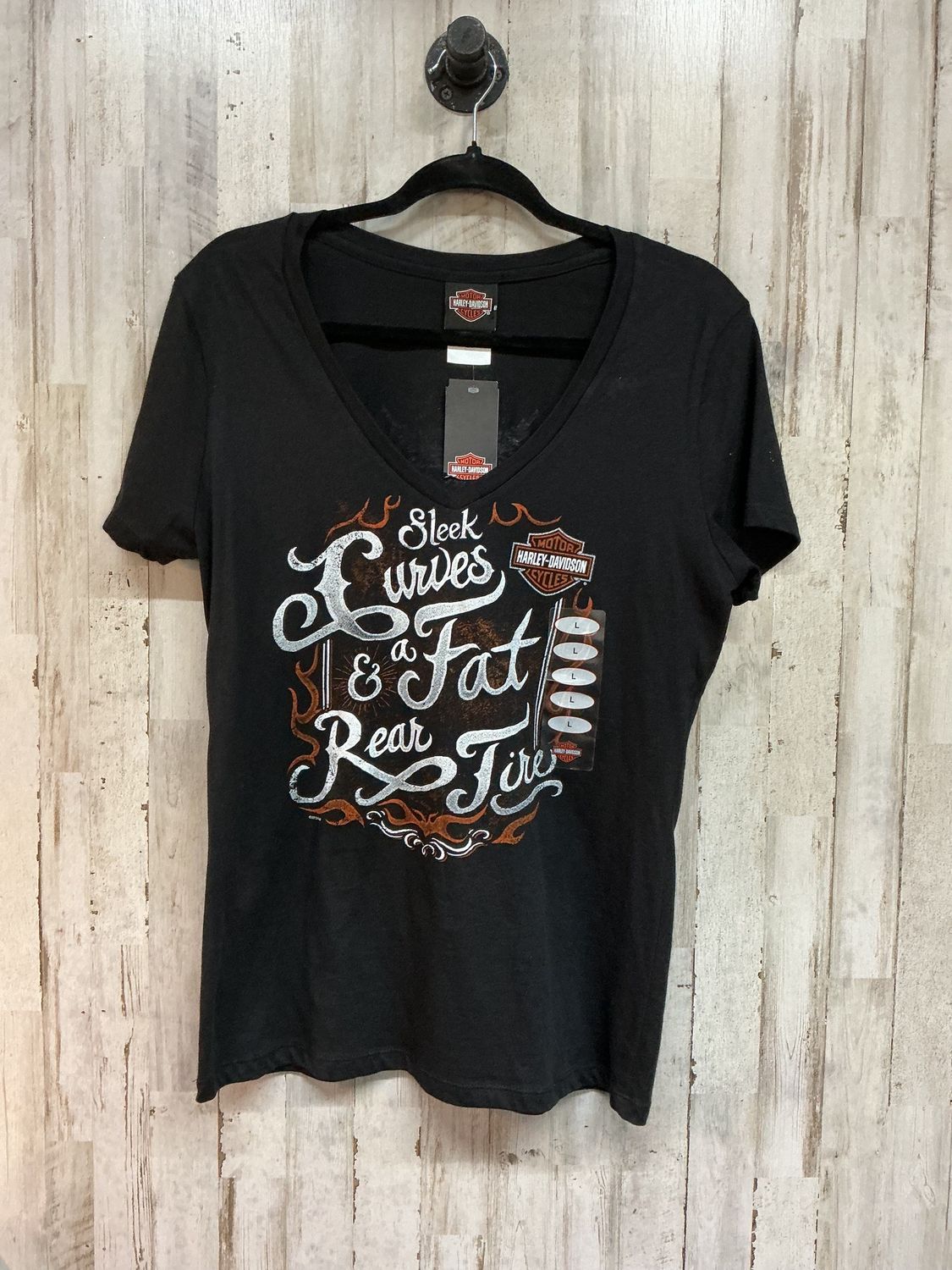 10184 HD Women's BNWT Black W/ White Sleek Curves V-Neck Large Large