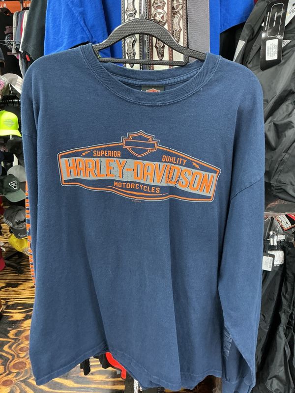 10184 HD Men's Navy &amp; Orange Twister City Long Sleeve Tee Large?