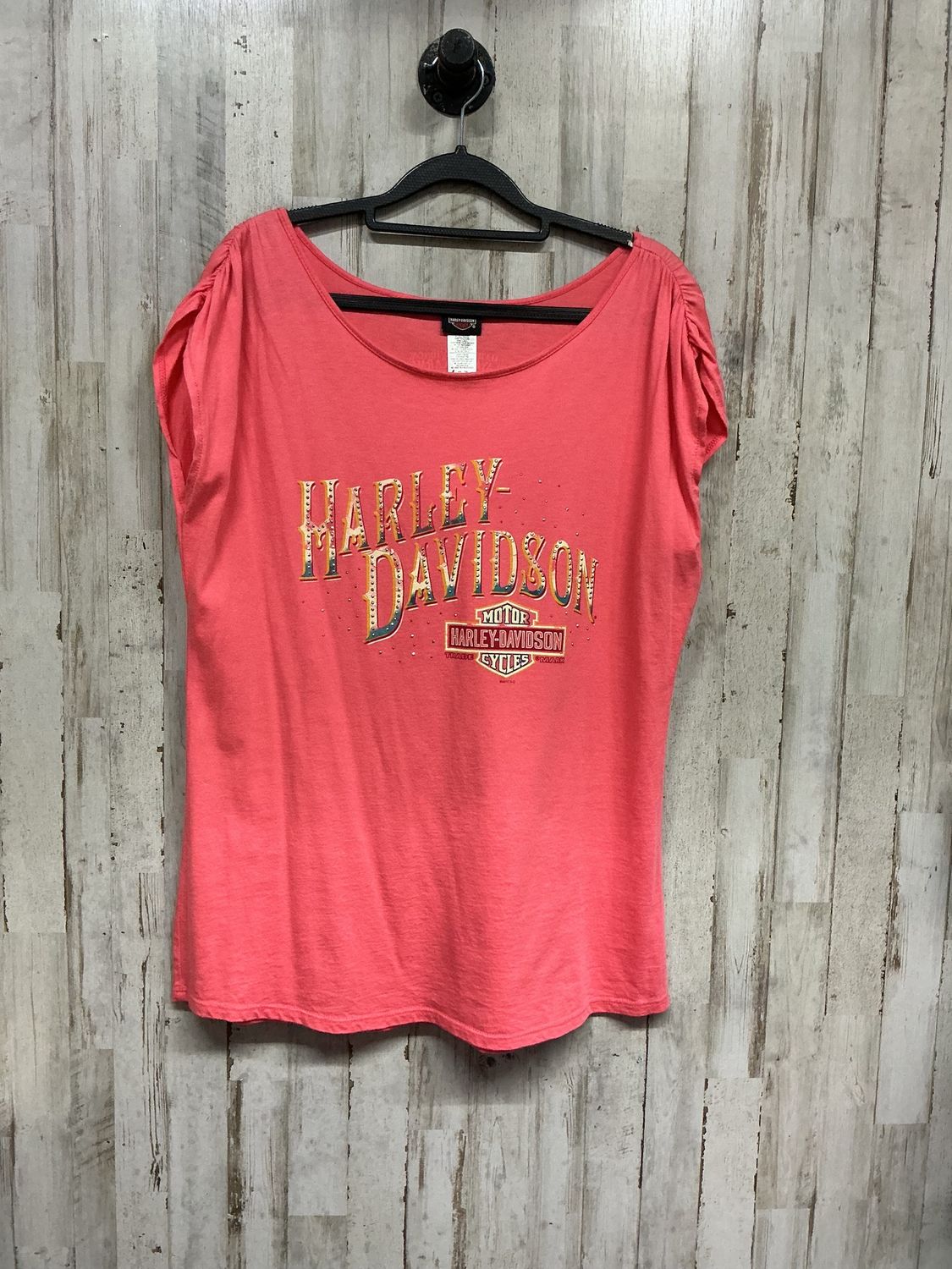 10165 HD Women's Pink Bling Cap Sleeve T-Shirt Size XL