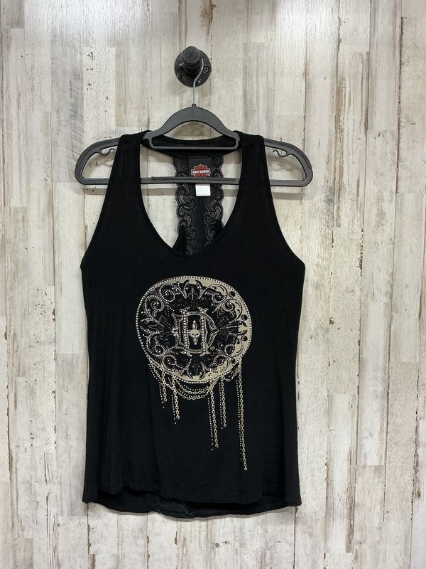 10203 HD Women's Black W/ Blingy HD Lace Razer Back Tank Size XL