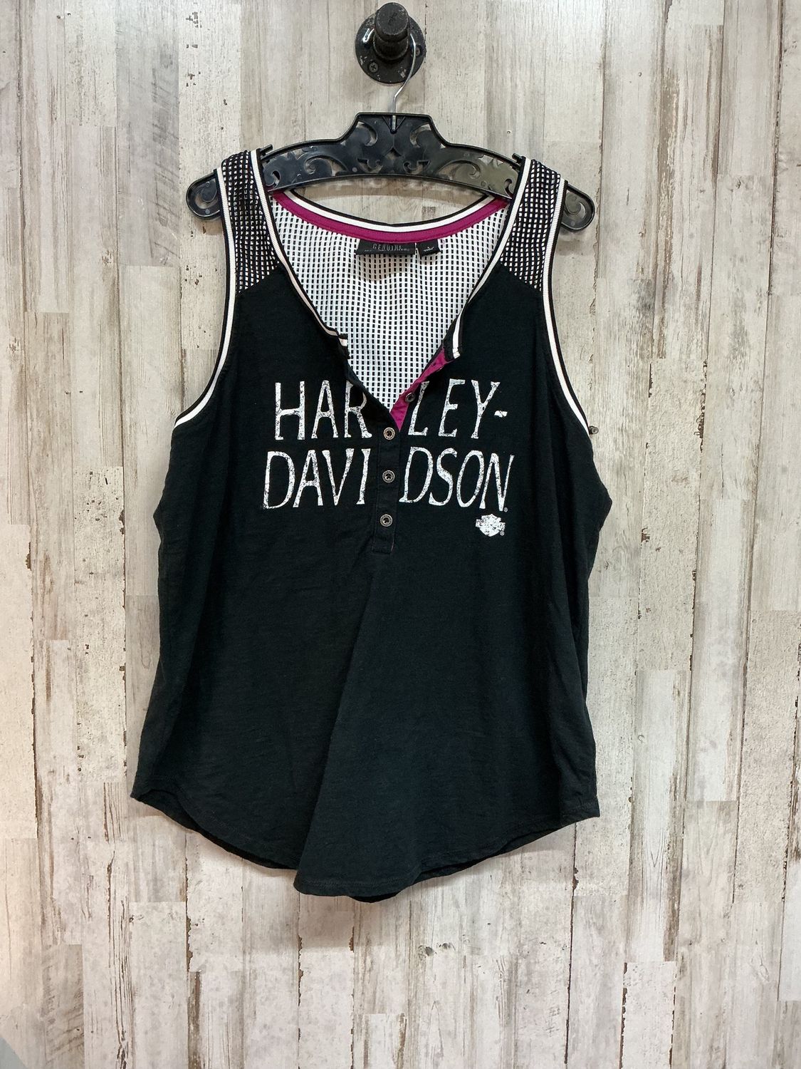 10203 HD Women's Black W/ White HD Tank Top Size Large